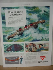 1949 Conoco Nth Motor Oil Tame a Hurricane Cruise Ship Vintage Print Ad 10118