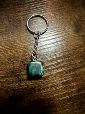 Green And Black Resin Square Keychain