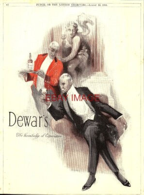 1914 Werbung für DEWAR'S Scotch Whisky ''Knowledge of Experience'' Printanzeige 732F