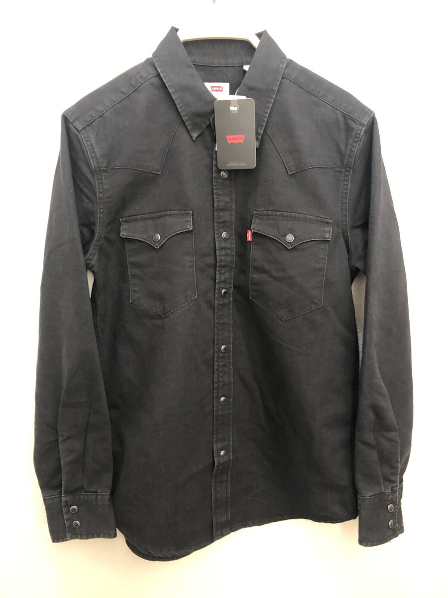 【DIMITRI BLACK】 Bio Western Cotton Shirt NWT $70. MSRP Levi's Men Small Cotton Blend Snap Front
