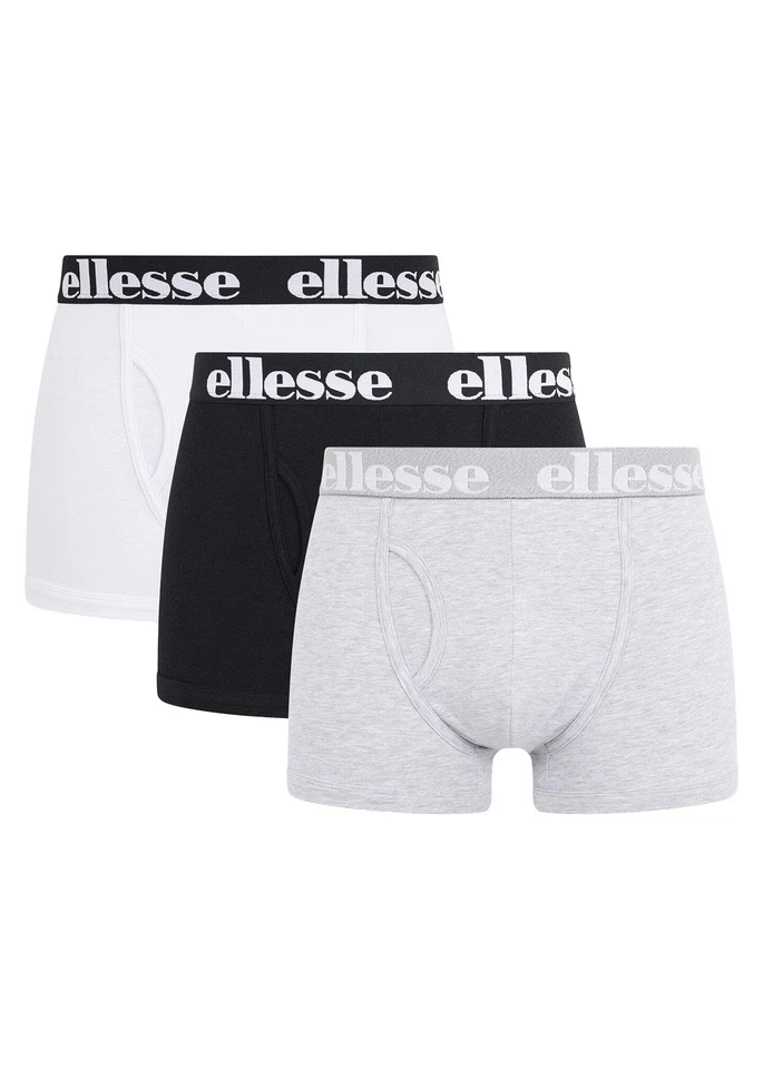 Ellesse Mens Boxer Shorts Hali Underwear 3 Pack Multi Black Grey White