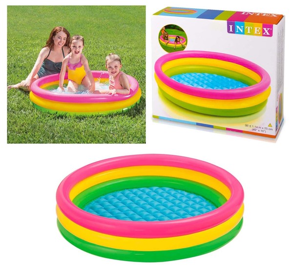 Intex Planschbecken Sunset Glow 114 Cm - Regenbogen Babypool Kinderpool Pool-image
