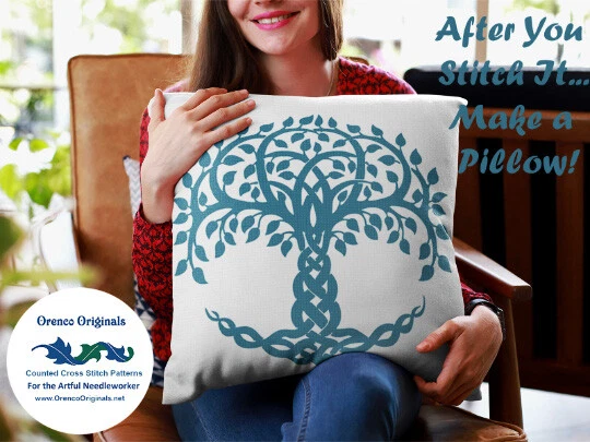 ЛЕГКО * 2 DMC цвета * кельтский дерево жизни узел рамка счетным крестом вышивка узор - Изображение 2 из 4