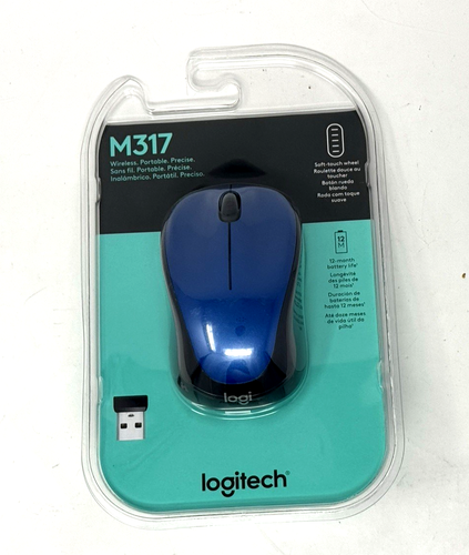 Logitech M317 Wireless Mouse for PC, Mac, Laptop, Chromebook, Blue