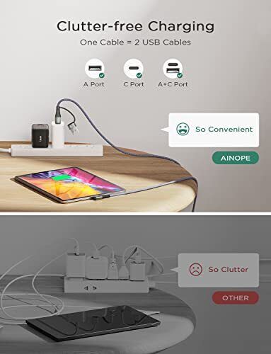 Ainope 2er-Pack 6,6 Fuß USB-C Ladekabel - 60 W Schnellladegerät - Bild 3 von 9