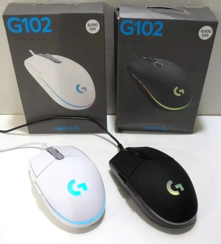Logitech G102 clone Lightweight Gaming Mouse 6 Button 8000dpi RGB Lights White - Picture 2 of 5