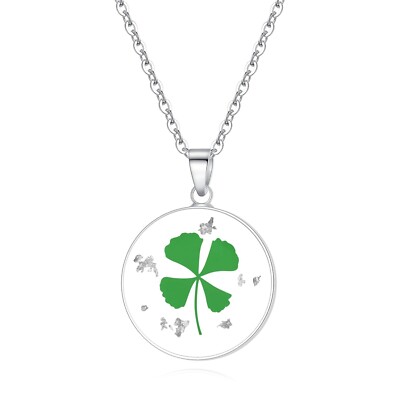 Vierblättrige Klee Halskette | Irish Saint St Patrick's Day Lucky Green Four Leaf C