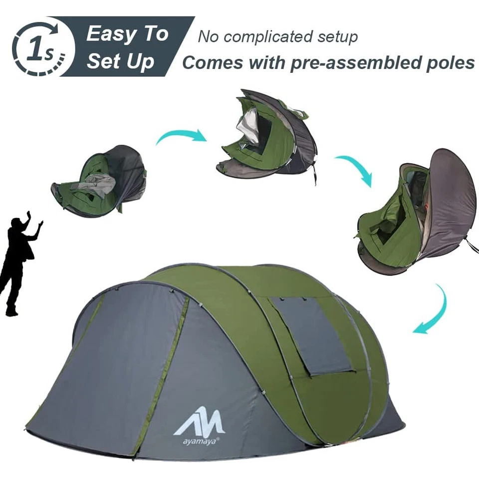 4-6人自动即时弹出野营帐篷户外防水双层 — 第 4/4 张图片