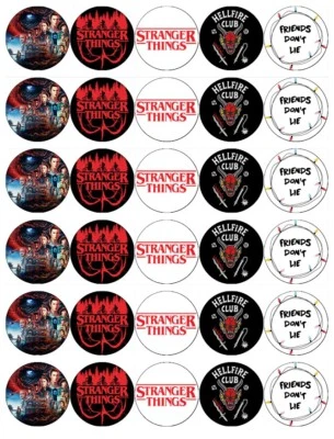 FRANKIES BAKERY Stranger Things x 30 Cupcake Toppers Edible Wafer Paper Fairy Cake Toppers