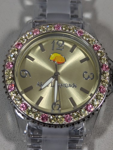 Colorful Crystal Accent Round Clear Case Clear Acrylic Link Band Watch