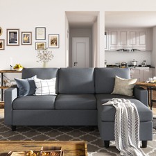 L-Shaped Sectional Convertible Sofa Couch with Reversible Chaise For Living Room