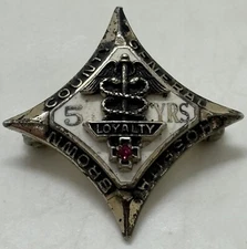 Vintage Brown County General Hospital 5 Years Service Sterling Silver Pin Brooch