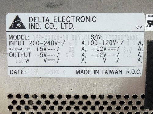 Delta Electronics DSP-200EB-1H 300 Watt AT Power Supply Vintage XT AT w Switch - Picture 5 of 5