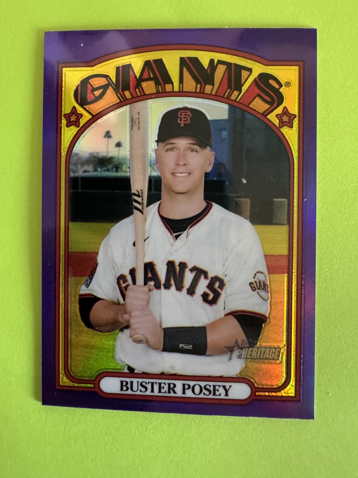 2021 Topps Heritage High # Purple #556 San Francisco Giants Buster Posey Card