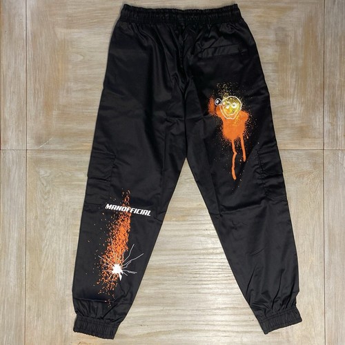 Mens Cargo Trouser Black Medium Graffiti Printed Pant Boohoo Man RRP £50 - Picture 5 of 13