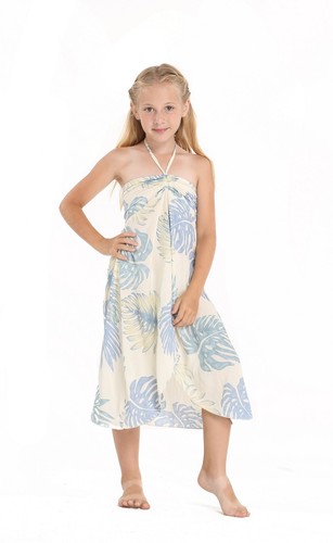 Hawaii Hangover Girl Hawaiian Luau Butterfly Dress in Palm Leaf Cream - Picture 6 of 6