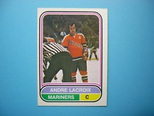 1975/76 O-PEE-CHEE WHA HOCKEY CARD #10 ANDRE LACROIX EX/NM SHARP!! 75/76 OPC