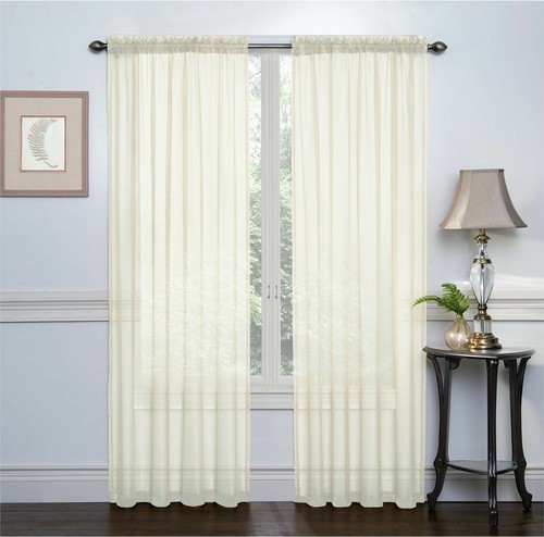 Basic 2 Pack Sheer Voile Home Window Curtains - Assorted Colors & Sizes - Picture 13 of 31