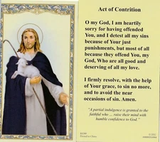 +Holy Card+-"Act of Contrition" (Jesus Carries Lamb" *Prayer on Back/ (HC12-S1}
