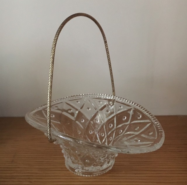 Vintage Avon Fostoria Glass Basket with Wire Handle eBay