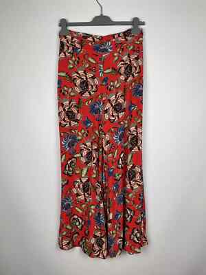 DDP Free People Pant Wide Leg Flare Viscose Summer Trousers Floral Red SIZE 4