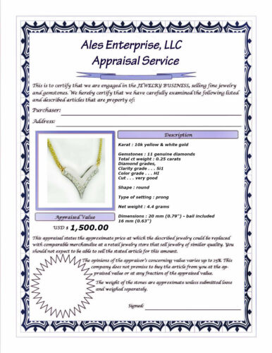 GENUINE 0.25 Cts DIAMONDS NECKLACE 10K GOLD * Free Certificate Appraisal - Picture 4 of 4