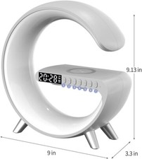 Bluetooth Speaker Lamp with Wireless Charger, RGB Night Light, Alarm Clock