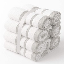 Washcloths, 12 Pack, 100 Ring-Spun Cotton Wash Cloths for Body and Face, Design