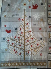 Holiday Sparkle Cotton Advent Tree Fabric Panel w Gift Pockets Cut & Sew Wilming