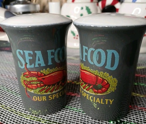 Seafood Is Our Specialty Salt And Pepper Shakers The Coast Of Maine NEW! - Picture 3 of 4