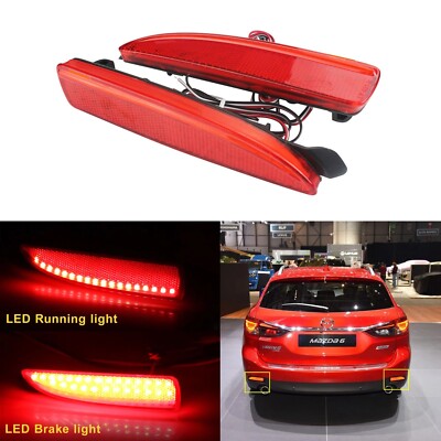 Red Lens LED Bumper Reflector Tail Stop Brake Light For 2014-19 Mazda6 Atenza GJ