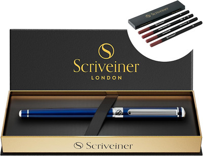 Midnight Blue Rollerball Pen - Stunning Blue Lacquer Luxury Pen, Chrome Finish B