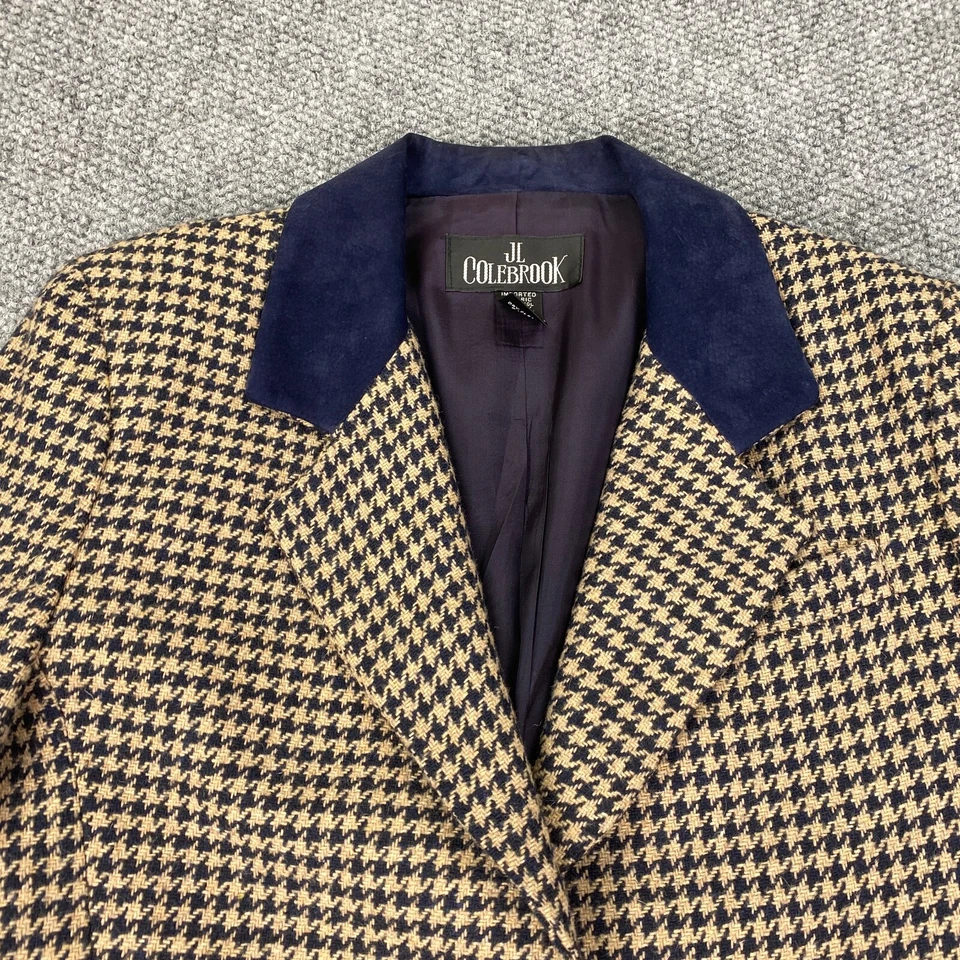 Chaqueta Blazer JL Colebrook Mujer Medio Tostado Azul Pata de Gallo Mezcla de Lana De Colección Foto 2 de 4