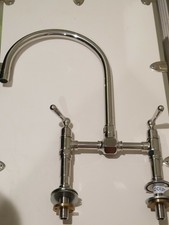 Polished Stainless 2 Handle Single Hole High Arc Traditional
