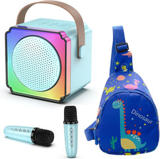 Mini m quina de karaoke, m quina de karaoke port til con 2 micr fonos inal mbric