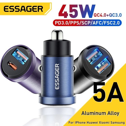 Chargeur Voiture Double USB PD Type-C 45W 5A Adaptateur Ultra Rapide pour Samsung Xiaomi - Photo 7 sur 10