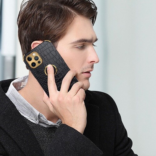 For iPhone 15 Pro 14 13 12 11 Pro Max Magnetic Crocodile Leather Ring Case Cover - Picture 14 of 20