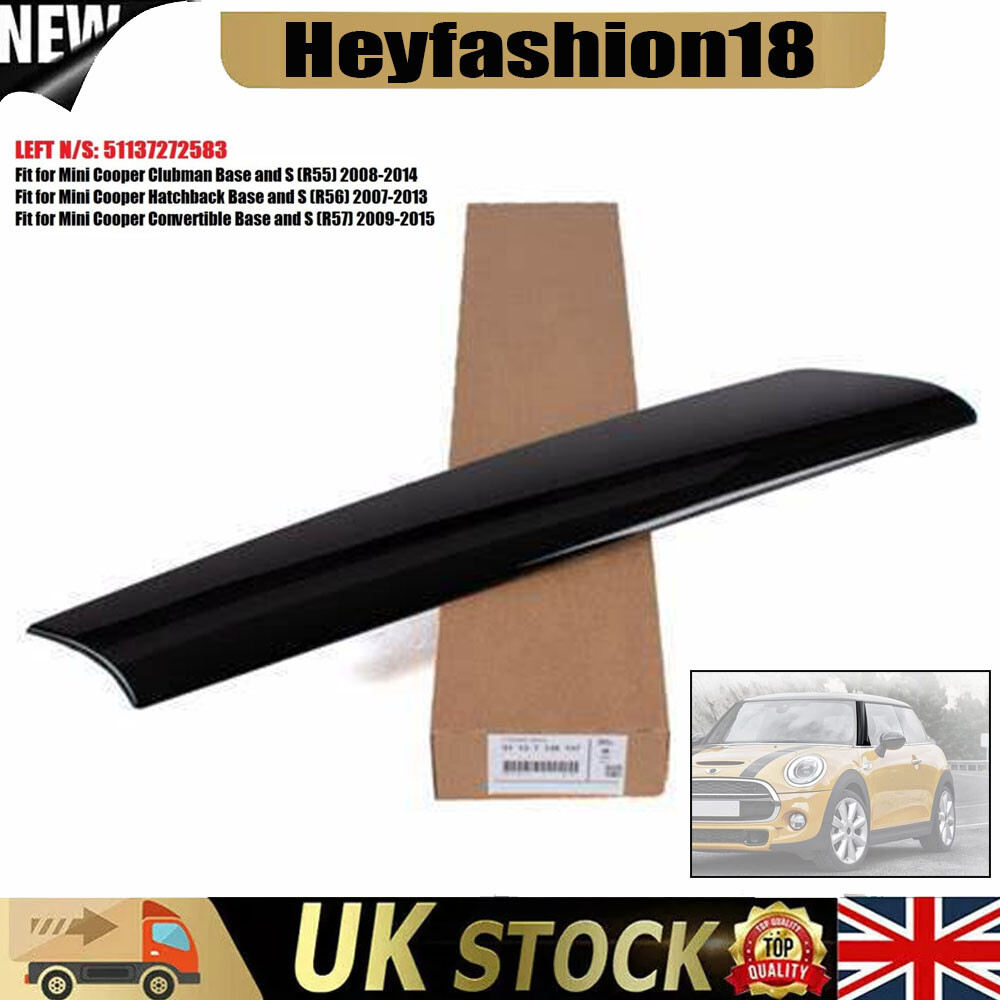 A close up of the front left windshield a pillar trim