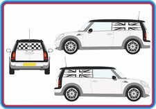 UNION JACK SIDE WINDOW DECALS WITH CHEQUERED REAR DOOR WINDOWS fits MINI CLUBMAN