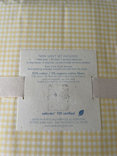 NEW Pottery barn kids GINGHAM Twin SHEET SET - Picture 4 of 4