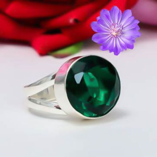 Handmade Gift For Her Chrome Diopside 925 Silver Cluster Ring Jewelry - 第 1/3 張圖片