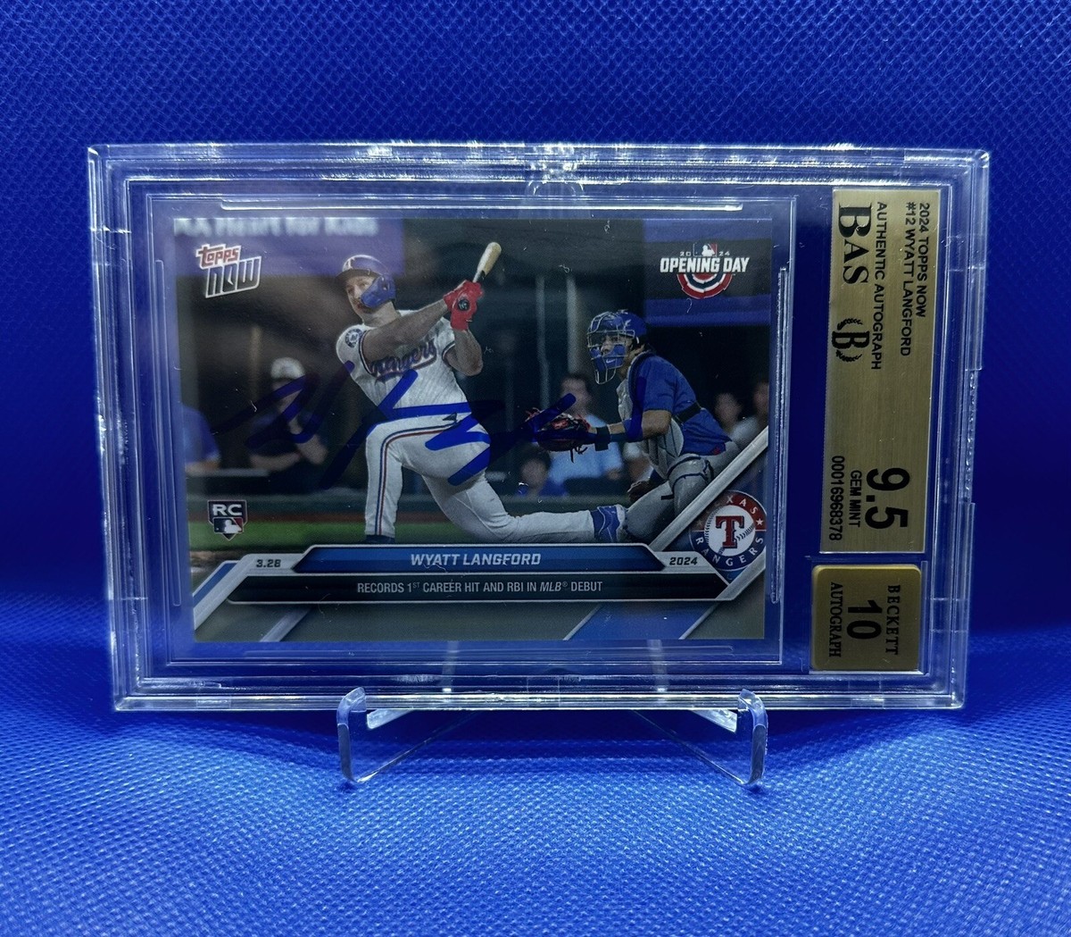 2024 Topps Now Wyatt Langford Rookie Signed BGS 9.5 Auto Grade 10 