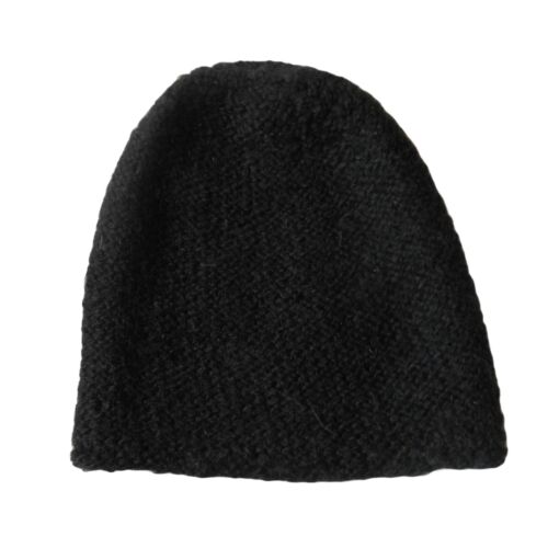 100% Alpaca Wool Hat handmade Alpaca wool Hat knit Alpaca wool hat Black - Picture 3 of 3