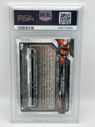 GRAYSON RODRIGUEZ 2018 BOWMAN CHROME 1ST AUTO BLUE WAVE 149/150 PSA 9 #CDA-GR JC - Picture 2 of 2