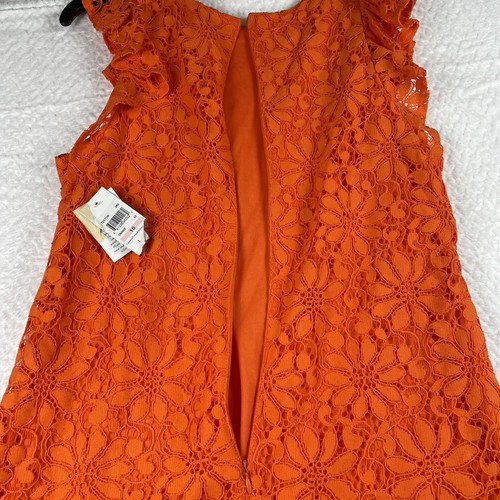 New London Times Orange Floral Lace Flutter Cap Sleeve Dress Size 10 - Picture 12 of 12