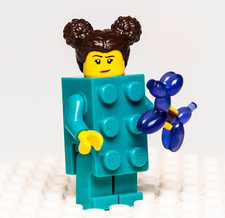 Nuevo Lego 2021 BAM Minifigura Turquesa Ladrillo Disfraz Traje Niña, Púrpura Globo Perro