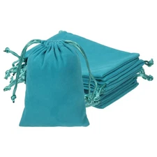 Velvet Bags with Drawstrings 3 x 4 Inch - (10 Pack, Blue)