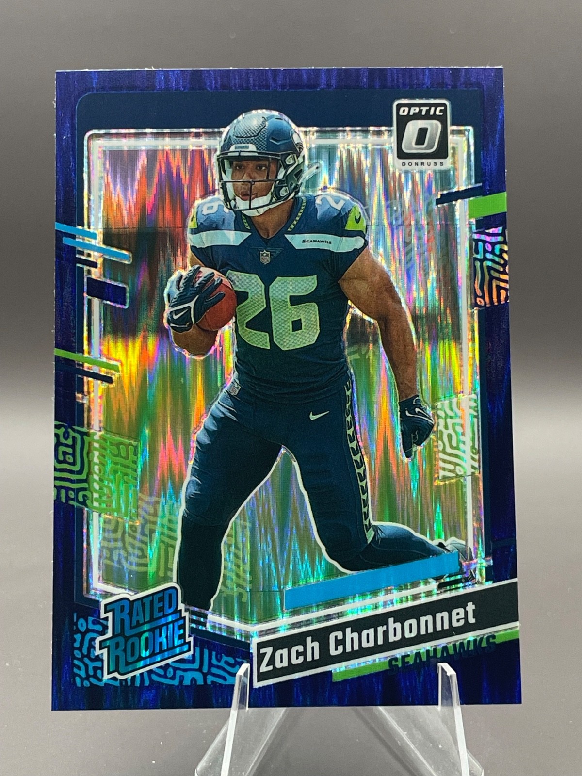 ZACH CHARBONNET rc #294 Rated Rookie Purple Shock Prizm 2023 Optic SEAHAWKS