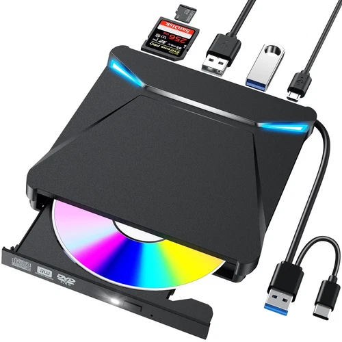 External DVD Drive [2024 New Model/6In1 Multifunction] Thin Portable Drive TypeC