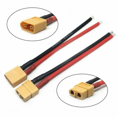 1 Pair Of XT60   Male Female Connector Plug With Silicon 14 AWG Wire Cable #iv